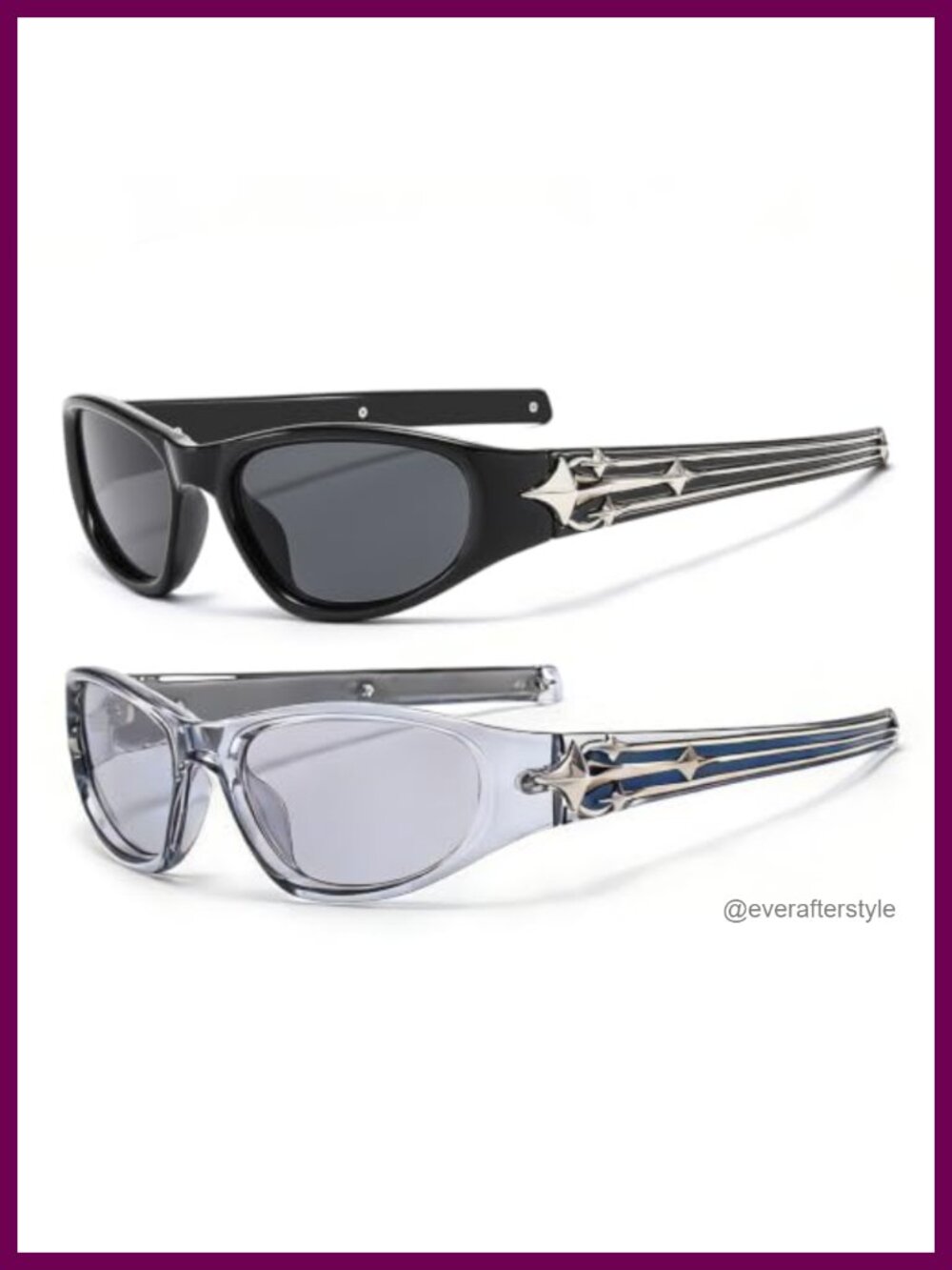 Y2K Star Wrap Around Sunglasses UV400 Oval Full Frame Unisex
